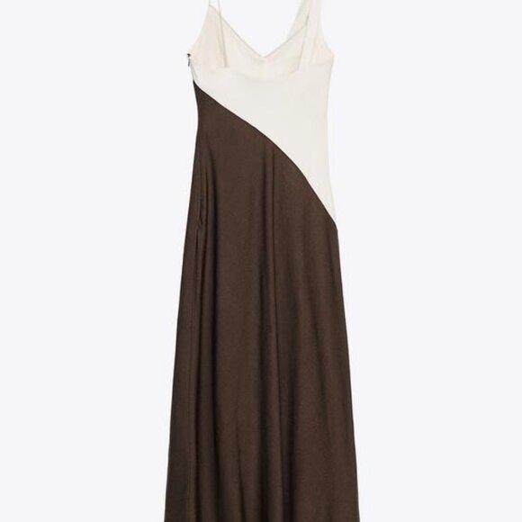 ZARA CONTRAST MIDI DRESS - Picture 9 of 10